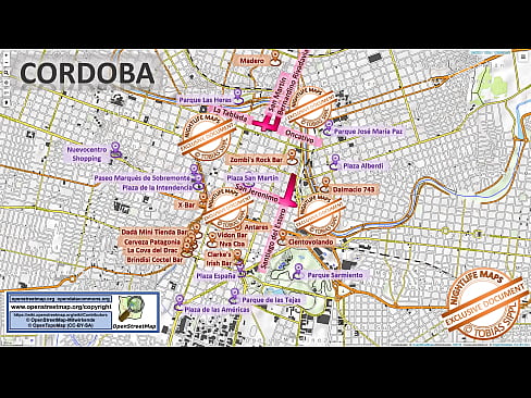 Street Map of Cordoba with Indication where to find Streetworkers, Freelancers and Brothels. Also we show you the Bar, Nightlife and Red Light District in the City