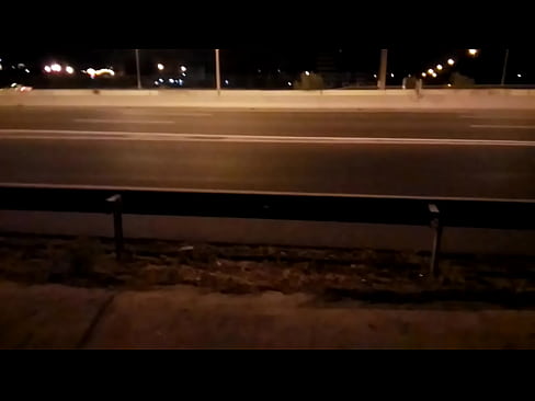 Naked next to the road at the night