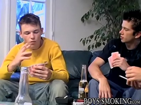 Smoking twink group blowjob and cards