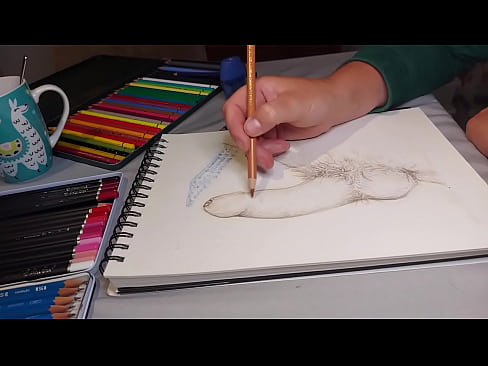 Cinnamonbunny is drawing and coloring a dick