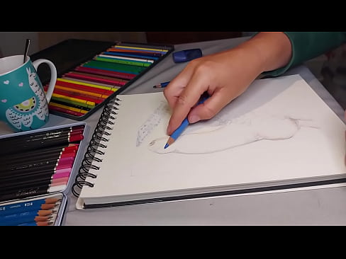 Cinnamonbunny is drawing and coloring a dick