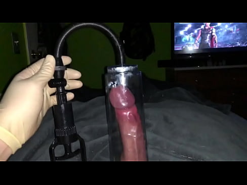 Penis pump deep urethral latex condom play