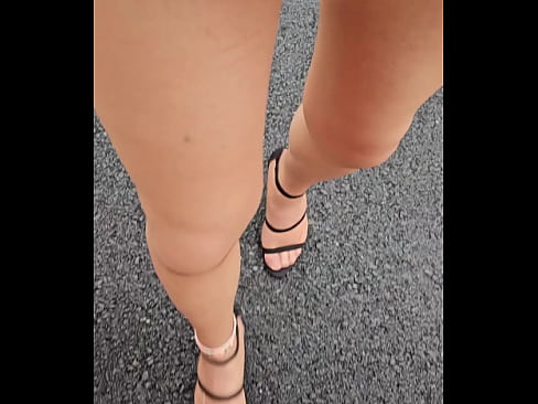 Showing my legs in pantyhose heels and mini skirt