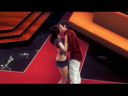 Kiryu character cosplay and a cute woman in gameplay hentai video