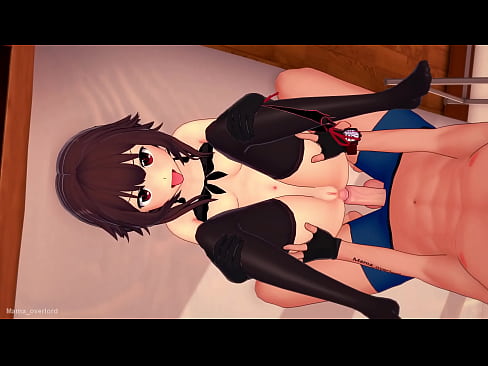 Megumin (konosuba) se divierte follando y jugando en su cama, solo viste su bikini (versión adulta) (sin censura)