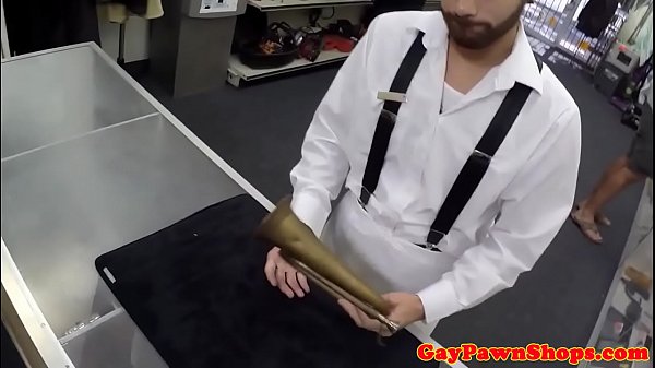 Pawnshop amateur rides dick and sprays cum