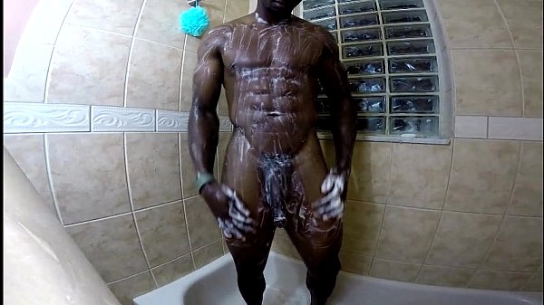 Hot black stud shows off big dick in shower  (TheeBlackHammer.com)