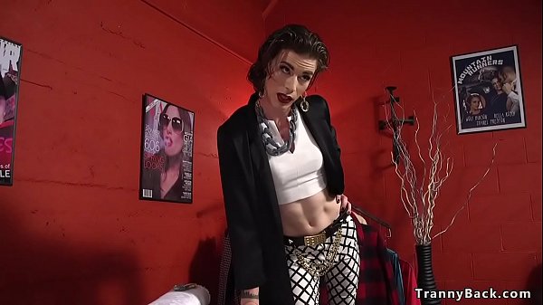 Tranny supermodel TS Diana Hx get new clothes from delivery man and then she makes him suck her dick and anal fucks his hairy ass