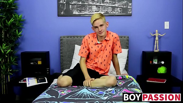 Cute twink interviewed before jerking it