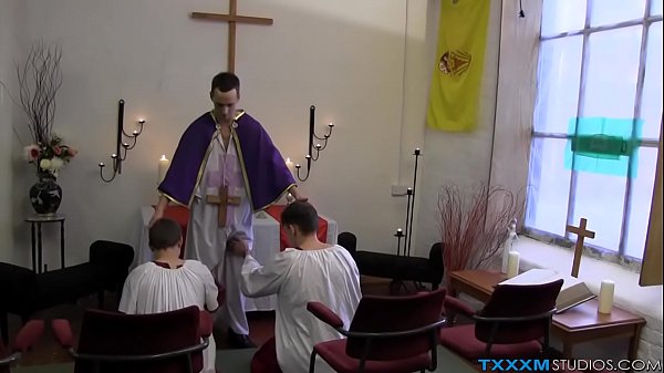 Gay priest dicks two twinks up the ass