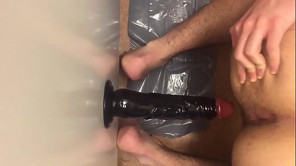 Amateur teen takes big dildo up his tight ass