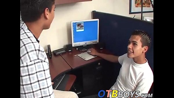 Lusty latino twinks banging in office