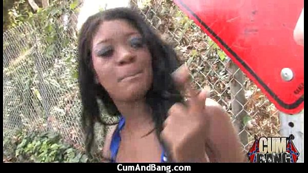 Nasty black girl grouped and facialed 9