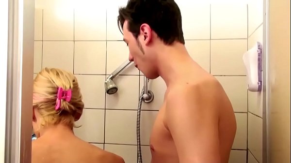 Blonde milf sucks and fucks in shower