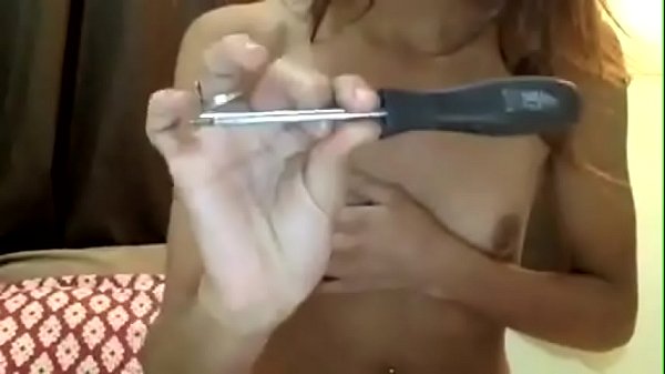 amazing cute teen latina bating with screwdriver on webcam