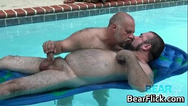 Hairy big boys jerking rods by the pool gay video