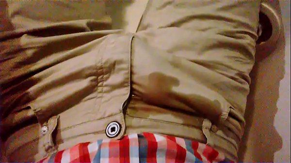 Italian guy pisses in his pants and cum