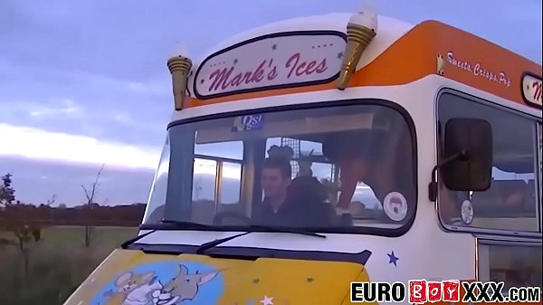 Euro twinks fucking in a ice cream truck