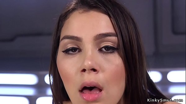 Natural big tits brunette beauty takes fucking machine up her wet ass