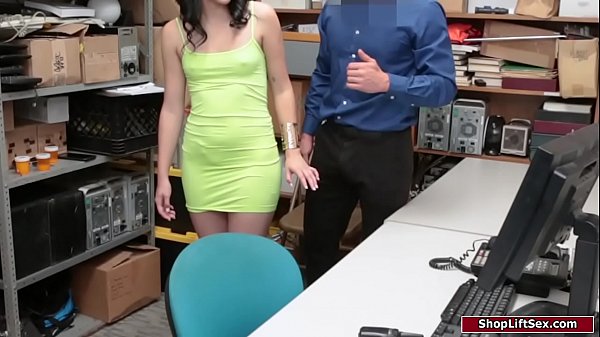 Hot brunette shoplifter fucked by officer to get free