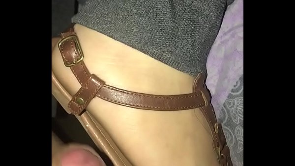 Bf cums on my cute toes and sandals