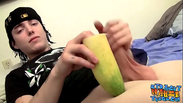 Twink thug rubs his hairy cock solo