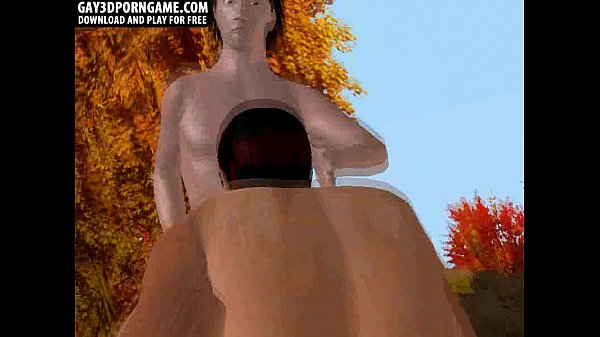 Hot 3D cartoon hunk getting double teamed outdoors