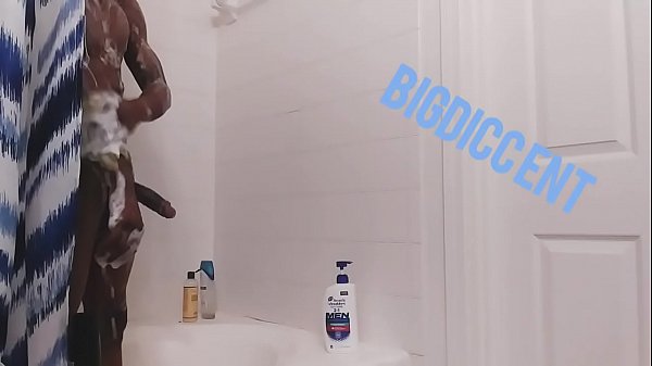 Young Menace in shower jacking big black cock