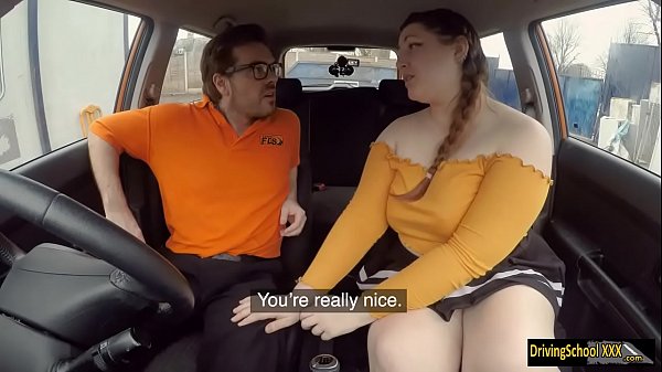 Dirty BBW girl fucked by fake driving instructor