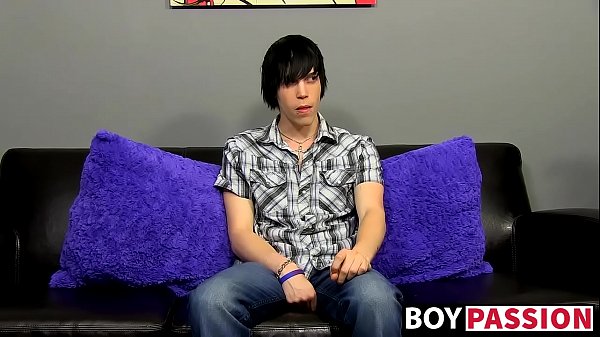 Young interviewed twink strokes his cock