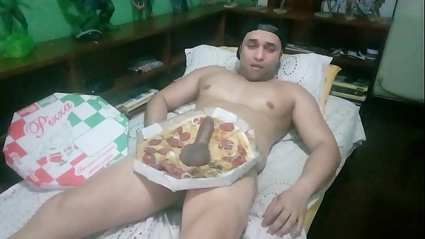 20 - Hot dude jerks and cums onto a pizza