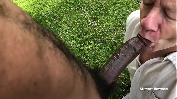 a Big Black Cock rewards Stewart with a big cum facial for being such a good cocksucker outdoors