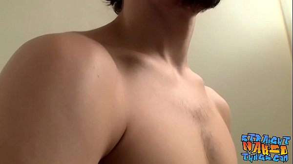 Hairy straight guy stroking big cock solo