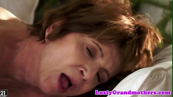 Hairy grandma in stockings gets cum in mouth