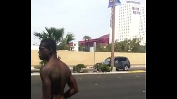 Crazy man naked on the street