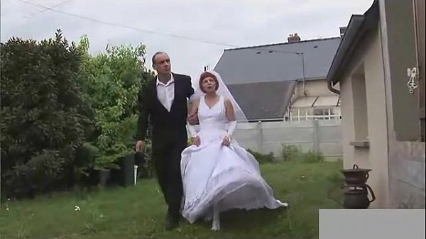 Granny fisted with wedding dress