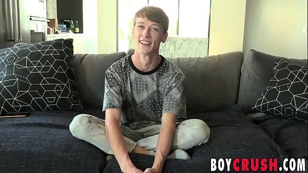 Lovely American twink tugging his big dick