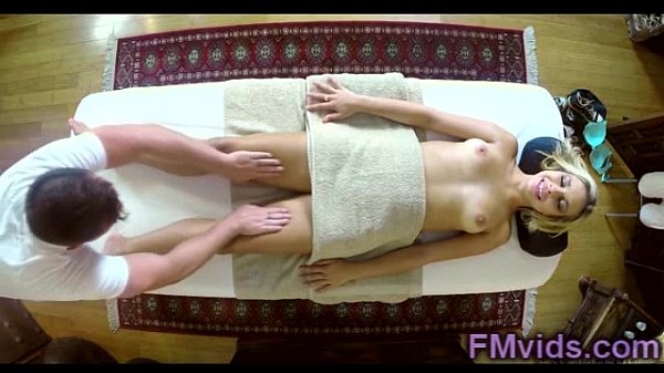 Gorgeous blonde fucked after massage