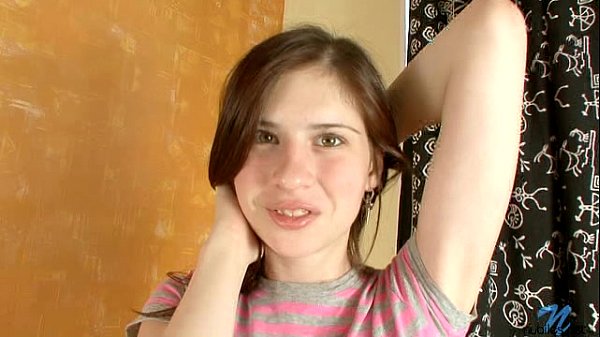 Fresh faced teen Sausha with her petite body strips and then uses her vibrator on her pussy.