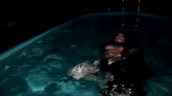 Lesbian Pool Fun At Night