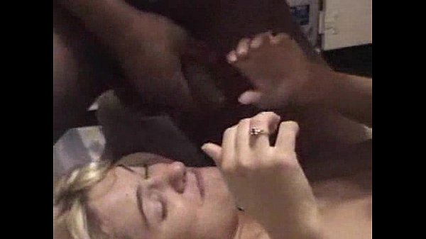 Blonde gets skewered at both ends with two juicy black cocks