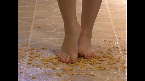 Foot Fetish - Sexy feet stepping on crunchy cereal