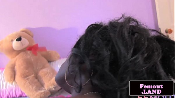 Solo masturbating ebony femboy spreads ass