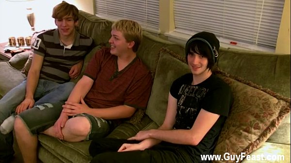 Gay clip of Aron, Kyle and James are suspending out on the couch and