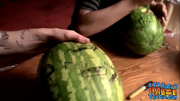 Inked thugs stuff watermelons with cocks