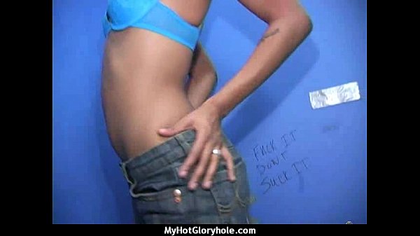 Horny Lady Enjoys Gloryhole Cocksucking Interracial 13