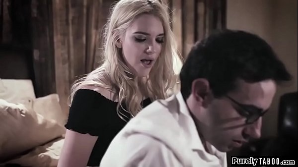 Nerdy guy meets his stunning blonde teen stepsis.Hes receiving mixed signals from her and makes his move.After the first shock she feels sorry for him and decides to help him.She gives him his first blowjob an lets him eat her pussy before riding him