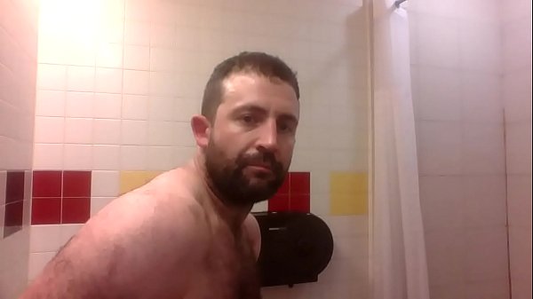 jacking off in bathroom side view