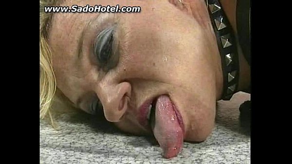 Mature bdsm slave bitch licking the floor