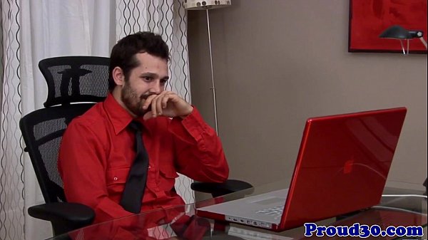 Gay jock wanking himself off in the office